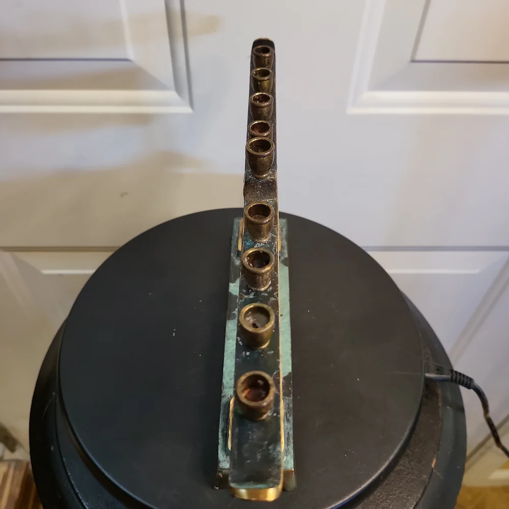 Mid-Century Modern Minora Made in Israel Brass